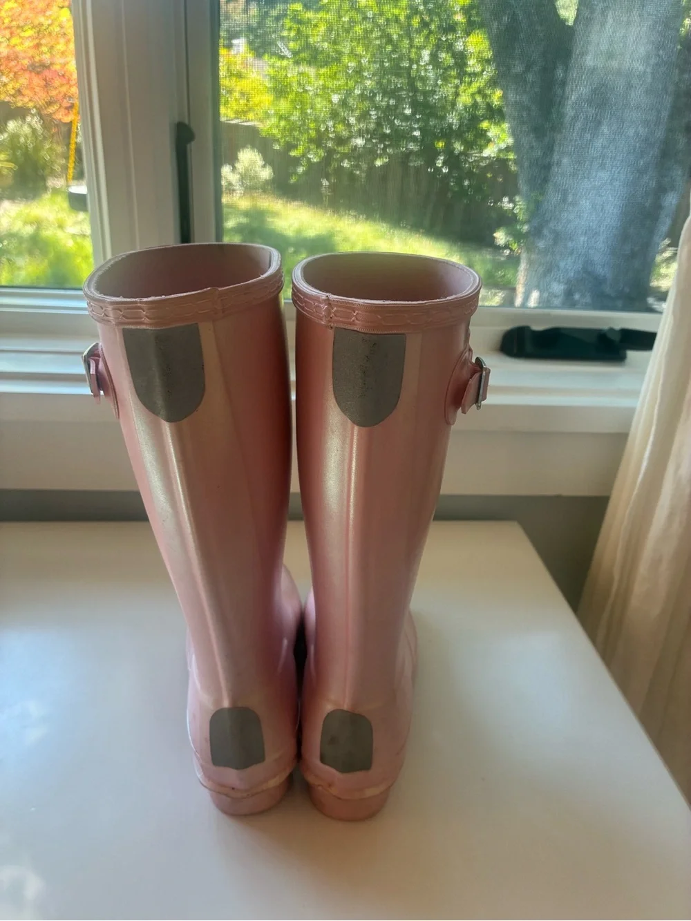 Hunter Light Pink Gloss Waterproof Boots